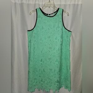 Bar III Mint Green Lace Midi Dress With Navy Trim, Size XL #lace #wedding #party